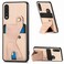 Case cover For Samsung Galaxy A50 Carbon Fiber Wallet Flip Card K-shaped Holder Phone Case(Khaki)