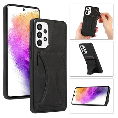 Case cover For Samsung Galaxy A73 5G Ultra-thin Shockproof Phone Protective Case with Holder(Black)