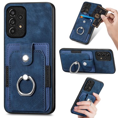 Case cover For Samsung Galaxy A33 5G Retro Skin-feel Ring Card Wallet Phone Case(Blue)