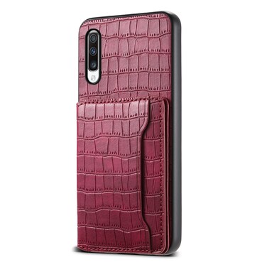 Case cover For Samsung Galaxy A70 Crocodile Texture Card Bag Design Full Coverage Phone Case(Red)