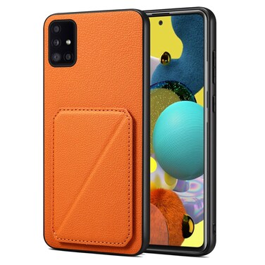 Case cover For Samsung Galaxy A51 5G Denior Imitation Calf Leather Back Phone Case with Holder(Orange)