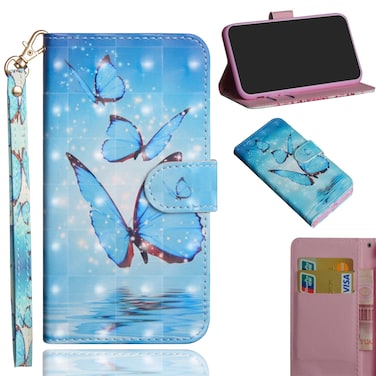 Case cover For Samsung Galaxy A21 3D Painting Pattern Horizontal Flip TPU + PU Leather Case with Holder &amp; Card Slots &amp; Wallet(Three Butterflies)