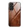 Case cover For Samsung Galaxy A35 5G Wood Grain Glass Phone Case(Dark Brown)