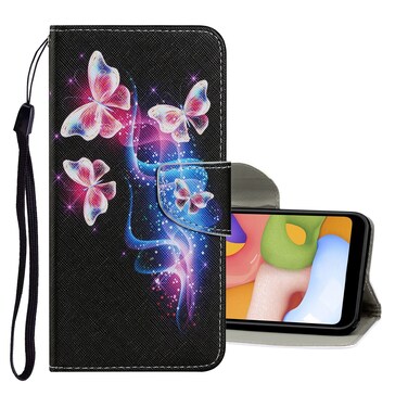 Case cover For Samsung Galaxy S20 Coloured Drawing Pattern Horizontal Flip PU Leather Case with Holder &amp; Card Slots &amp; Wallet &amp; Lanyard(Three Fluorescent Butterflies)