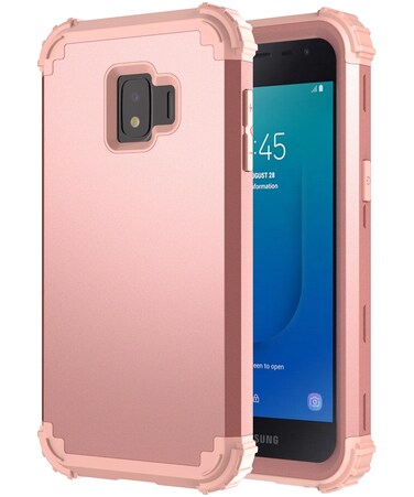 Case cover For Samsung Galaxy J2 Core PC + Silicone Three-piece Shockproof Protection Case(Rose Gold)