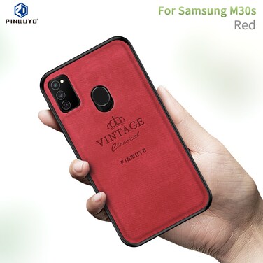 Case cover For Galaxy M30S PINWUYO Zun Series PC + TPU + Skin Waterproof And Anti-fall All-inclusive Protective Shell(Red)