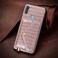 Case cover For Samsung Galaxy A11 Crocodile Pattern Envelope Card Package Phone Case With Magnet And Bracket Function(Rose Gold)