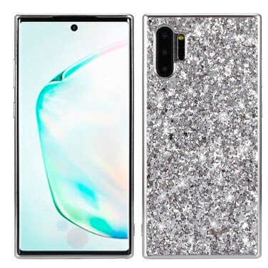Case cover Plating Glittery Powder Shockproof TPU Case For Galaxy Note 10+(Silver)