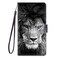 Case cover For Samsung Galaxy M31 Coloured Drawing Cross Texture Horizontal Flip PU Leather Case with Holder &amp; Card Slots &amp; Wallet &amp; Lanyard(Black and White Lion Head)