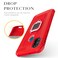 Case cover For Galaxy M30s Carbon Fiber Protective Case with 360 Degree Rotating Ring Holder(Red)