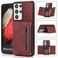 Case cover For Samsung Galaxy S21 Ultra Three-fold Leather Phone Case with Card Slot &amp; Wallet &amp; Holder(Wine Red)