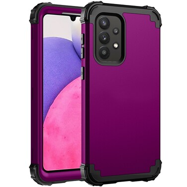 Case cover For Samsung Galaxy A33 5G PC + Silicone Phone Case(Dark Purple+Black)