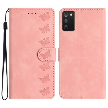 Case cover For Samsung Galaxy A02s EU Version Seven Butterflies Embossed Leather Phone Case(Pink)