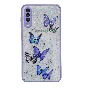 Case cover For Samsung Galaxy A53 5G Color Butterfly Glitter Epoxy TPU Phone Case(Purple)