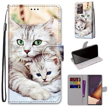 Case cove For Samsung Galaxy Note20 Ultra Coloured Drawing Cross Texture Horizontal Flip PU Leather Case with Holder &amp; Card Slots &amp; Wallet &amp; Lanyard(Big Cat Hugging Kitten)