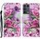 Case cove For Samsung Galaxy S21 Ultra 5G Coloured Drawing Pattern Horizontal Flip PU Leather Case with Holder &amp; Card Slots &amp; Wallet &amp; Lanyard(Rose Butterfly)