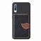 Case cove Litchi Pattern Card Bag Wallet Bracket + TPU Phone Case with Card Slot Wallet Bracket Function For Galaxy A50(Black)