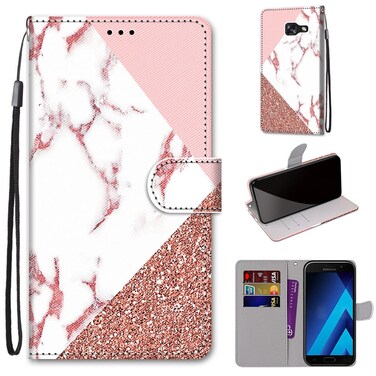 Case cove For Samsung Galaxy A5 2017 Coloured Drawing Cross Texture Horizontal Flip PU Leather Case with Holder &amp; Card Slots &amp; Wallet &amp; Lanyard(Stitching Pink Stone Pattern)