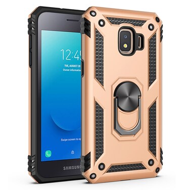 Case cover For Samsung Galaxy J2 Core Shockproof TPU + PC Protective Case with 360 Degree Rotating Holder(Gold)