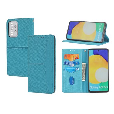 Case cover For Samsung Galaxy S20 FE Woven Texture Stitching Magnetic Horizontal Flip PU Leather Case with Holder &amp; Card Slots &amp; Wallet &amp; Lanyard(Blue)