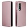 Case cover For Samsung Galaxy Z Fold3 5G Carbon Fiber Texture Horizontal Flip TPU + PC + PU Leather Case with Card Slot(Pink)