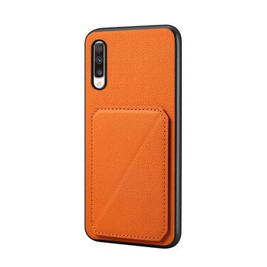 Case Cover For Samsung Galaxy A70 D04 Calf Texture Dual Card Slot Holder Phone Case(Orange)