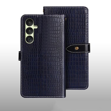 Case Cover For Samsung Galaxy A35 5G idewei Crocodile Texture Leather Phone Case(Dark Blue)