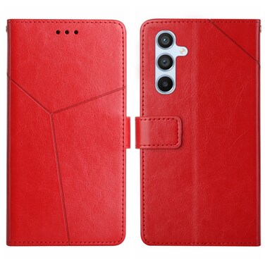 Case Cover For Samsung Galaxy M55 5G Y-shaped Pattern Flip Leather Phone Case(Red)
