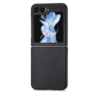 Case Cover For Samsung Galaxy Z Flip6 5G Litchi Texture Folding Shockproof Phone Case(Black)