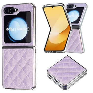 Case Cover For Samsung Galaxy Z Flip6 Electroplating Rhombic Glitter PU Phone Case(Purple)