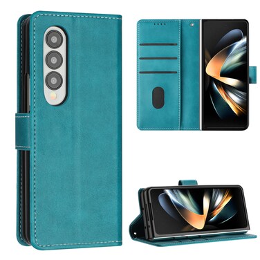 Case Cover For Samsung Galaxy Z Fold4 Stitching Calf Texture Buckle Folding Leather Phone Case(Green)