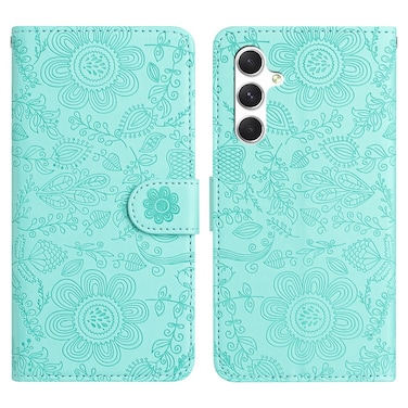 Case Cover For Samsung Galaxy A05s Floral Embossed Pattern Leather Phone Case(Light Green)