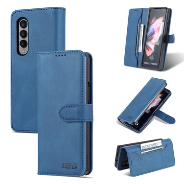 Case Cover For Samsung Galaxy Z Fold3 5G AZNS Dream II Skin Feel PU+TPU Horizontal Flip PU Phone Case(Blue)