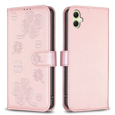 Case Cover For Samsung Galaxy A06 Four-leaf Embossed Leather Phone Case(Pink)