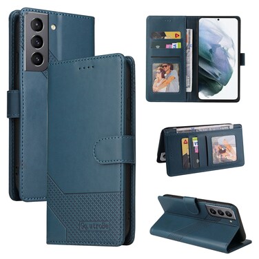 Case Cover For Samsung Galaxy S21 FE 5G GQUTROBE Skin Feel Magnetic Leather Phone Case(Blue)