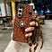 Case Cover For Samsung Galaxy Z Fold3 5G Impression Camellia Pattern Protective Phone Case with Long Lanyard(Brown)