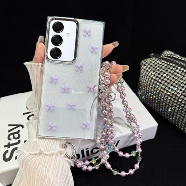 Case Cover For Samsung Galaxy A16 5G Little Fresh Bow Neck Chain TPU Phone Case(Purple)