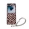 Case Cover For Samsung Galaxy Z Flip6 5G Feather Leopard Pattern Integrated Phone Case with Bracelet(Brown)