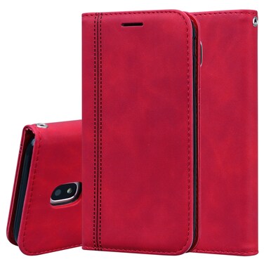 Case Cover For Samsung Galaxy J5 / J530 (EU) Frosted Business Magnetic Horizontal Flip PU Leather Case with Holder &amp; Card Slot &amp; Lanyard(Red)