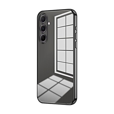 Case Cover For Samsung Galaxy A56 Transparent Plating Fine Hole Phone Case(Black)