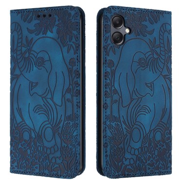 Case Cover For Samsung Galaxy A06 4G Retro Elephant Embossed Leather Phone Case(Blue)