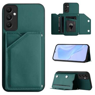 Case Cover For Samsung Galaxy A05s 4G Skin Feel Four Card Slots Phone Case with Wrist Strap(Green)