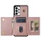 Case Cover For Samsung Galaxy S20 FE 5G Three Fold Card Bag Phone Case with Long Lanyard(Rose Gold)