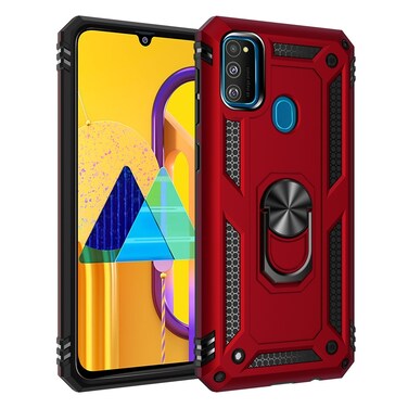 Case Cover For Galaxy M30s Armor Shockproof TPU + PC Protective Case with 360 Degree Rotation Holder(Red)