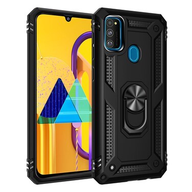 Case Cover For Galaxy M30s Armor Shockproof TPU + PC Protective Case with 360 Degree Rotation Holder(Black)