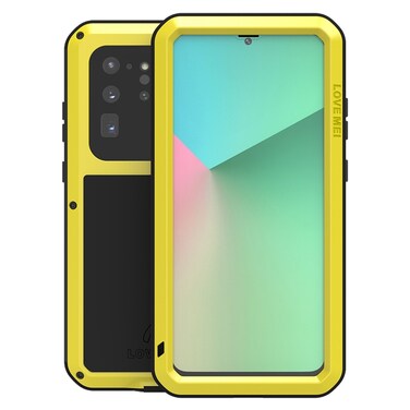 Case Cover For Galaxy S20 Ultra LOVE MEI Metal Shockproof Waterproof Dustproof Protective Case(Yellow)