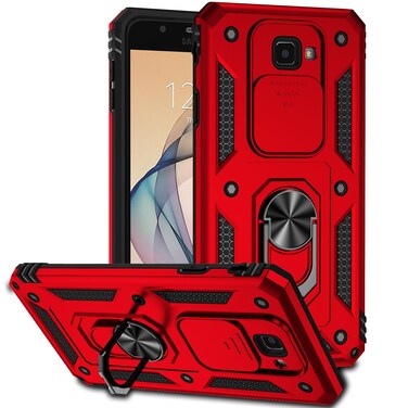 Case Cover For Samsung Galaxy J7 Prime Sliding Camshield Holder Phone Case(Red)