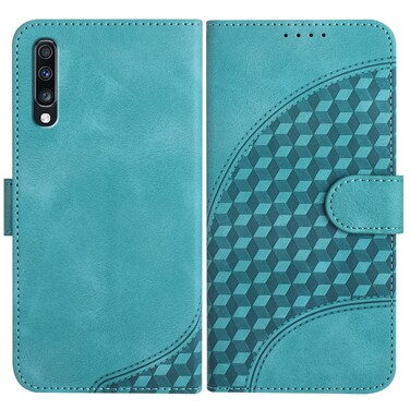Case Cover For Samsung Galaxy A70 YX0060 Elephant Head Embossed Phone Leather Case with Lanyard(Light Blue)