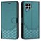 Case Cover For Samsung Galaxy M33 5G Honeycomb Embossing RFID Leather Phone Case(Peacock Green)