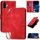 Case Cover For Samsung Galaxy F06 5G / M06 5G Grid Butterfly Embossed Pattern Leather Phone Case with Lanyard(Red)